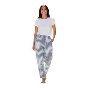 Christian Siriano New York 100% Linen Blue White Striped Pants Women’s size M